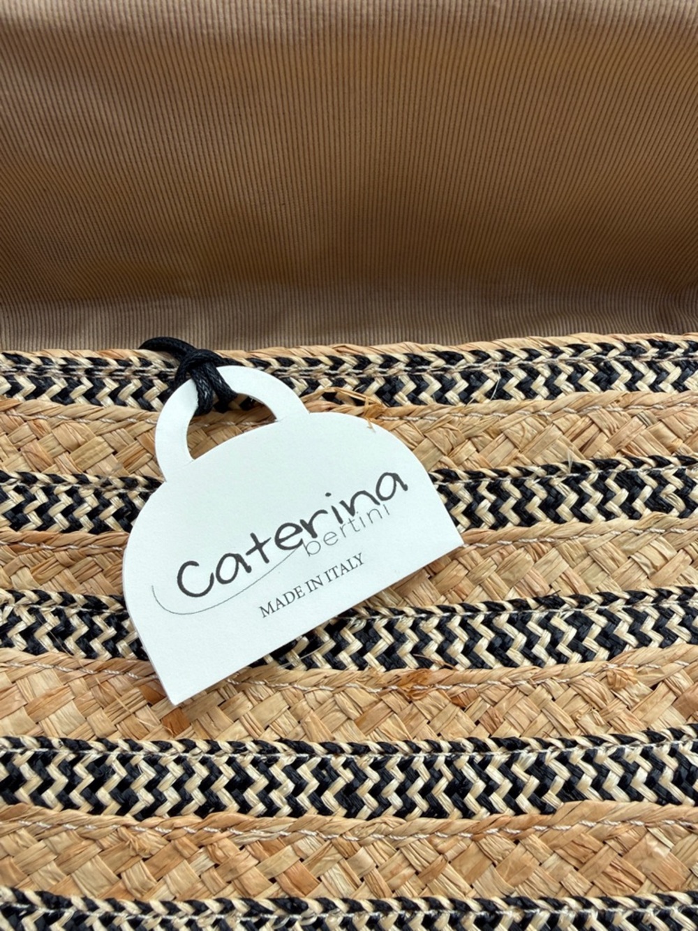Woven Straw Clutch with Black Braided Accents - Picture 3 of 4